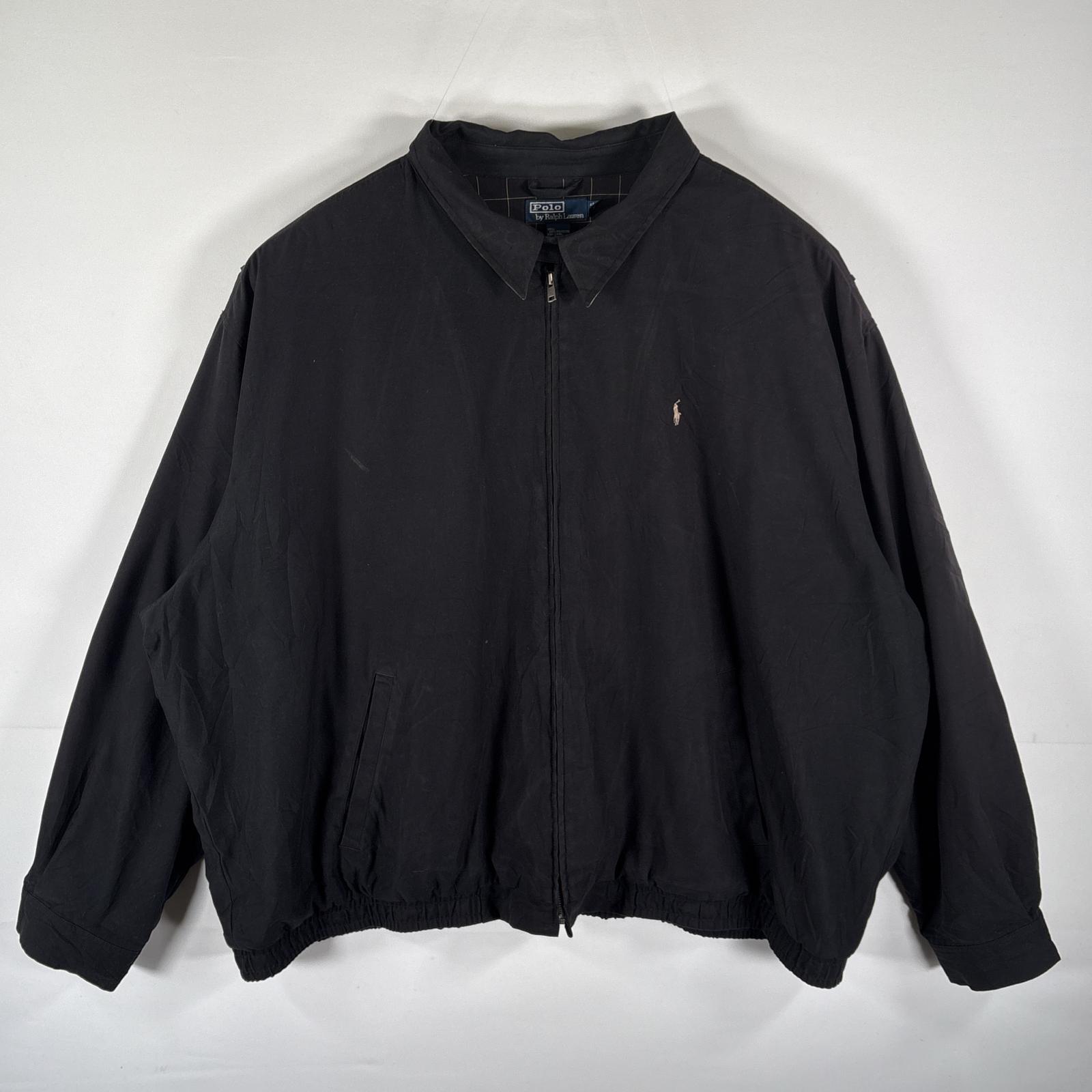 古着 ポロバイラルフローレン Polo by Ralph Lauren スウィングトップジャケット ワンポイントロゴ刺繍 大きいサイズ 4XLT ブラック メンズ