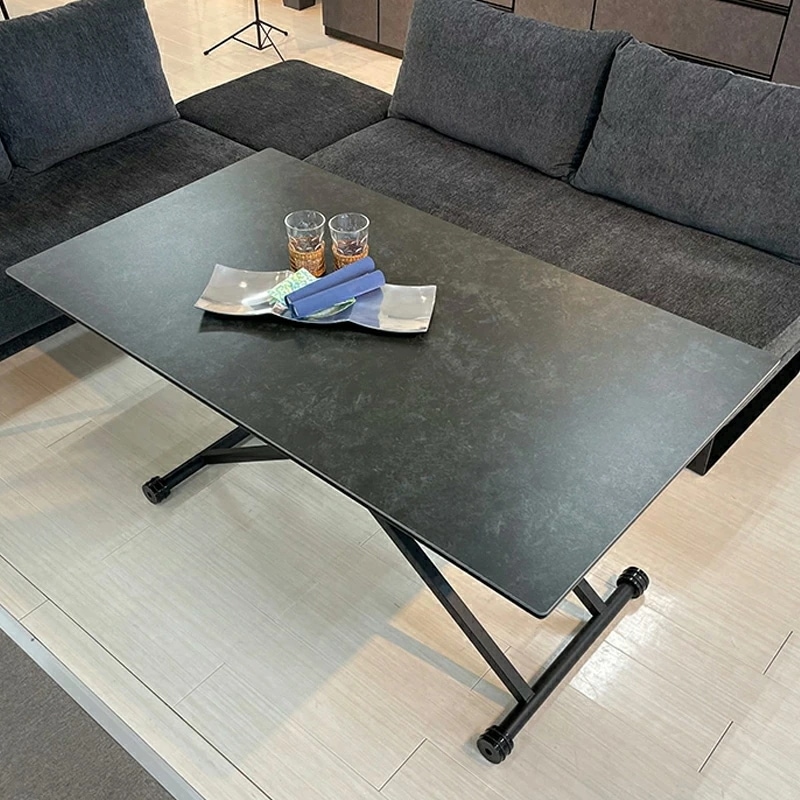 昇降式テーブル 140cm 大理石調ブラック （Gravity-グラフィティ-）【 昇降テーブル 昇降 140 昇降式ダイニングテーブル リフティングテーブル テーブル 高さ調節 センターテーブル 伸
