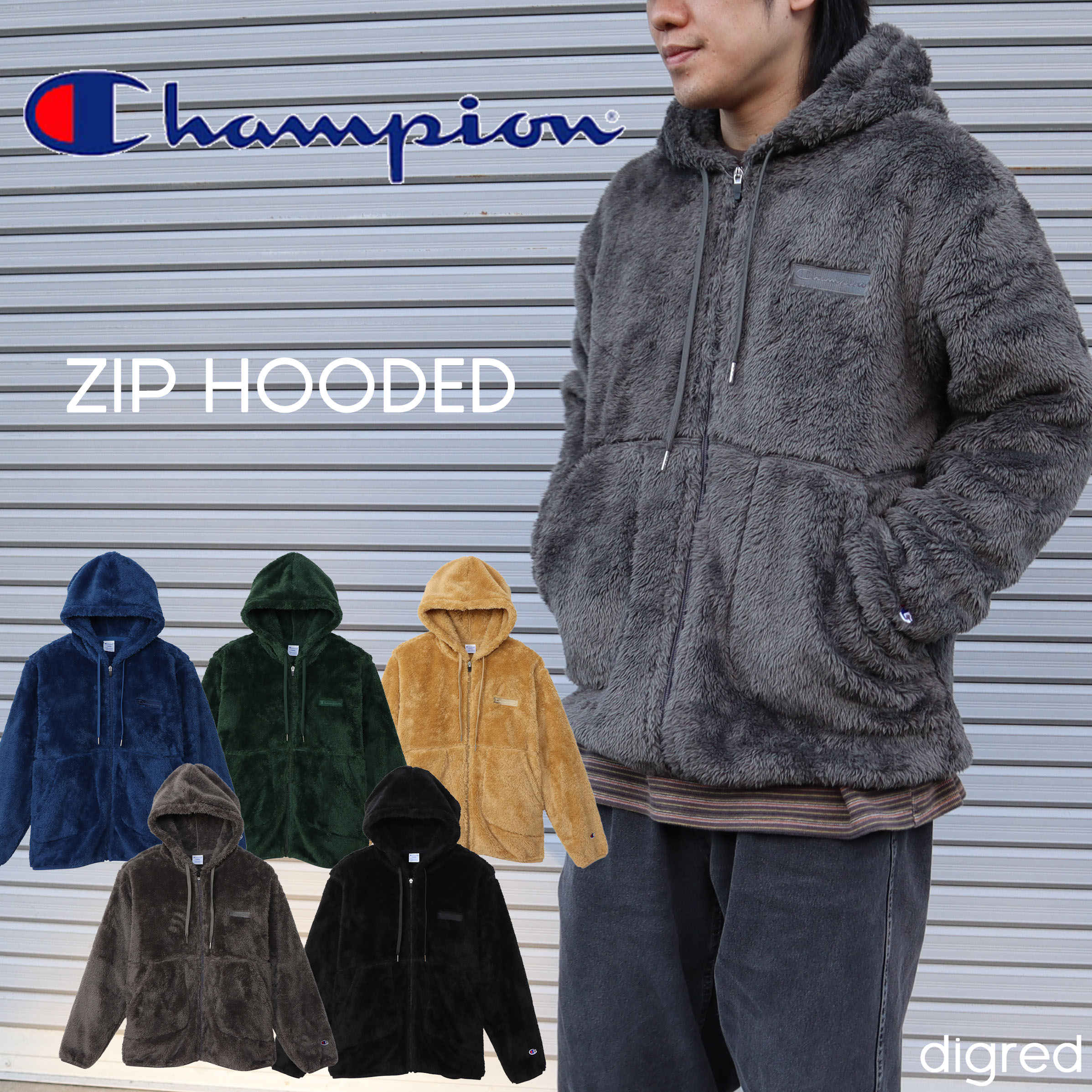 ジップフーデッドジャケット ベーシック 秋冬　モコモコ　ふわふわ　あったかい　防寒　アウター　　C3-Y615