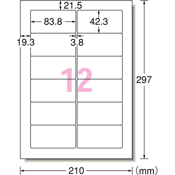 L12BM500N スーパーエコノミーシリーズ プリンタ用ラベル 12面
