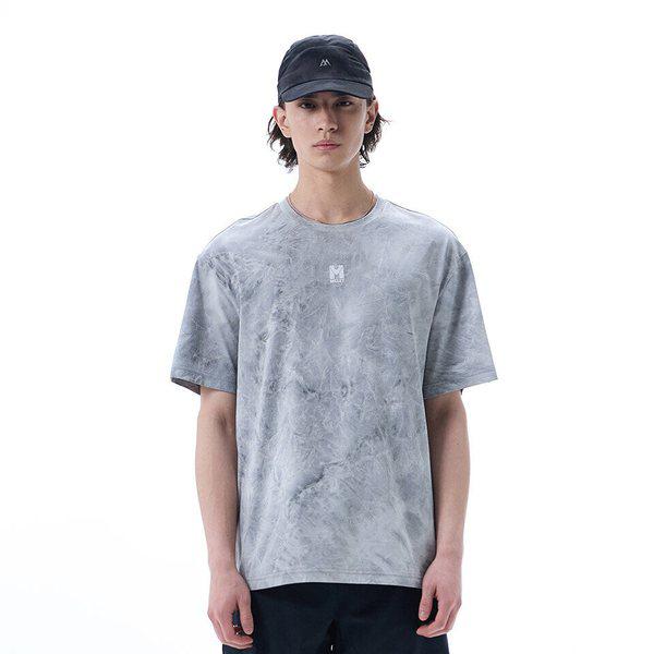 男性用夏のアウトドア・ソロナ生地 DMAX タイダイ半袖Tシャツ アイスグレー_CC