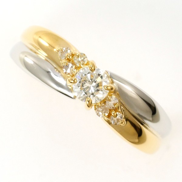 PT900 プラチナ K18YG リング 指輪 11号 ダイヤ 0.25 ジュエリー 中古