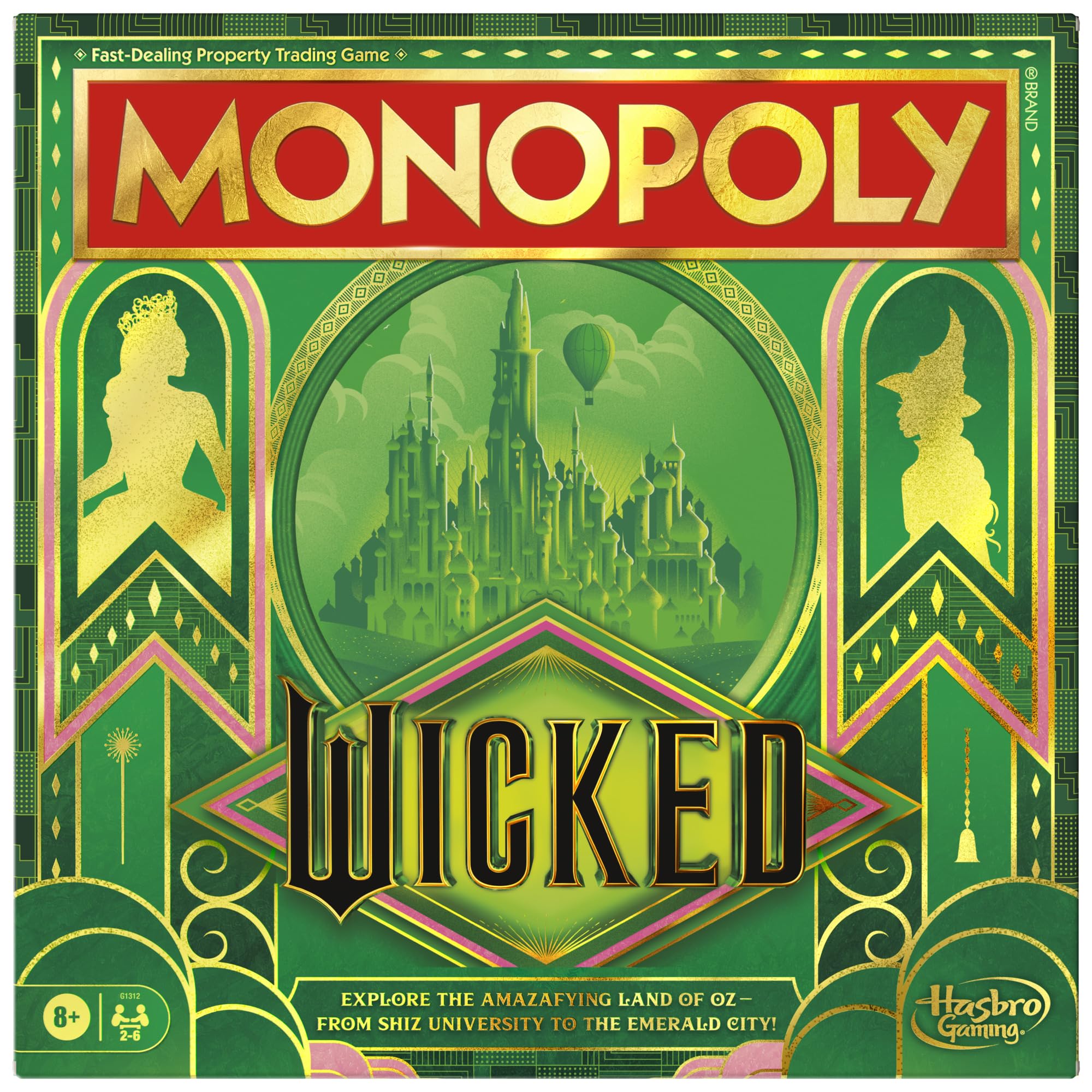 Monopoly Wicked Edition ボードゲーム 映画にインスパイアされた 対象年齢8歳以上 2~6人用 30分 子供ティーン大人向けのファミリーゲーム