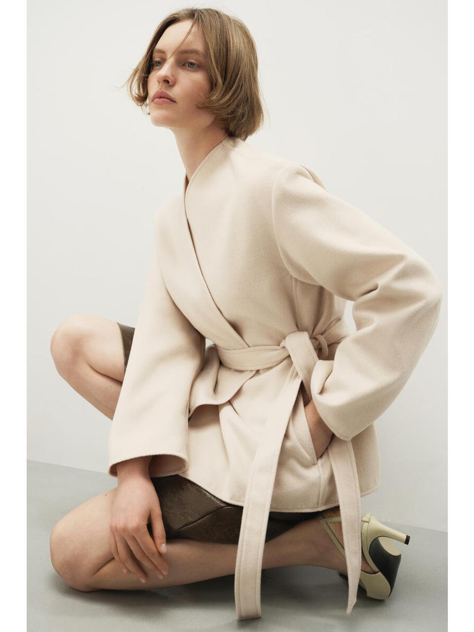 H&M ベルト付きコートライトベージュ 1317653002