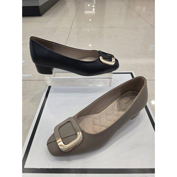 [] 女性ラムスキン スクエア装飾モールドパンプスLCWD12U613 [P003739697]