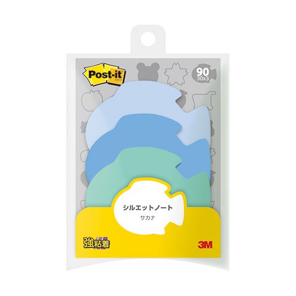 (10個セット) 3M Post-it ポストイット シルエットノート 強粘着 サカナ 3M-SSS-FIX10