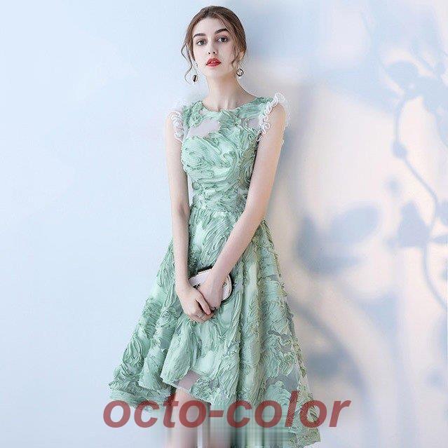 前短後長 ドレス 20代 30代 成人式 卒業式 二次会 結婚式 パーティードレス ノースリーブ ミモレ丈ドレス Aライン 司会ドレス