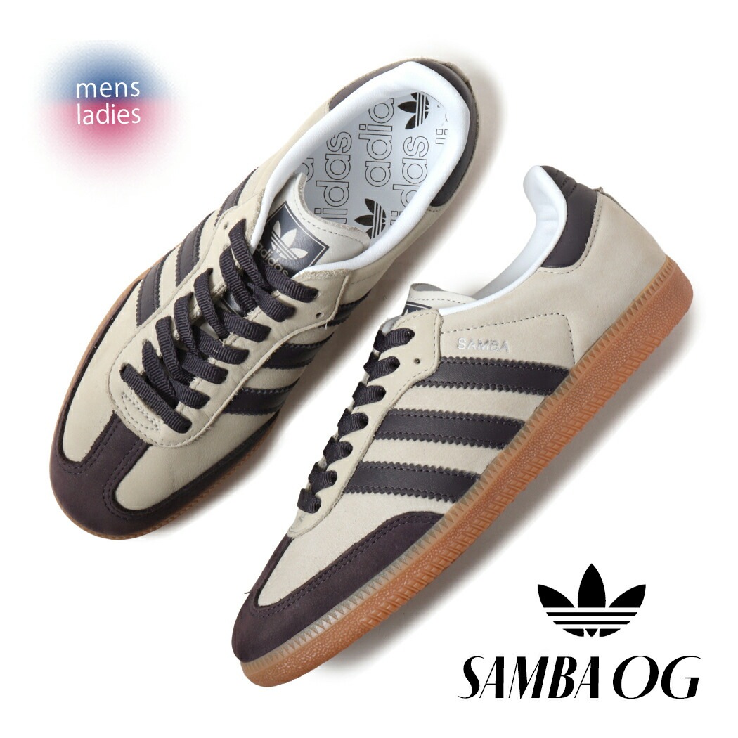 adidas アディダス サンバ スニーカー SAMBA OG PUTTY GREY/AURORA BLACK/SILVER METALLIC ( ブラック 黒 パープル メンズ 紫 IE5835 )