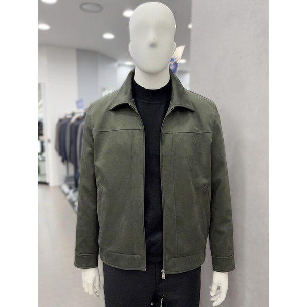 男性の変わりやすい季節の春カーキカラースエードスエードトラッカーライダージャケットジップアップハーフショートジャンパー