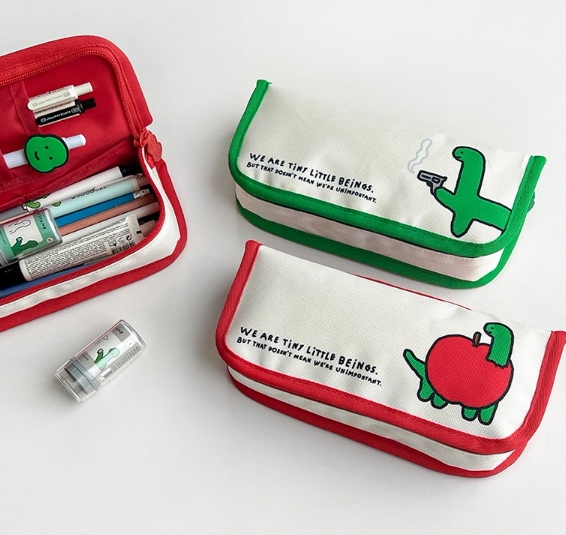 [韓国 人気 文具 雑貨] ファブリック 四角 マルチ ポーチ ペンケース