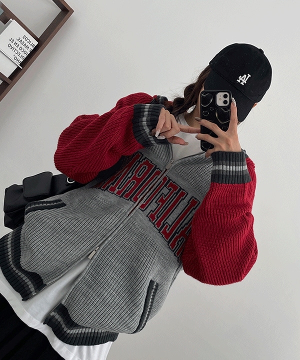 [ビッグサイズ] ツーウェイ ナグラン カジュアル ニット パーカージップアップ(2color)