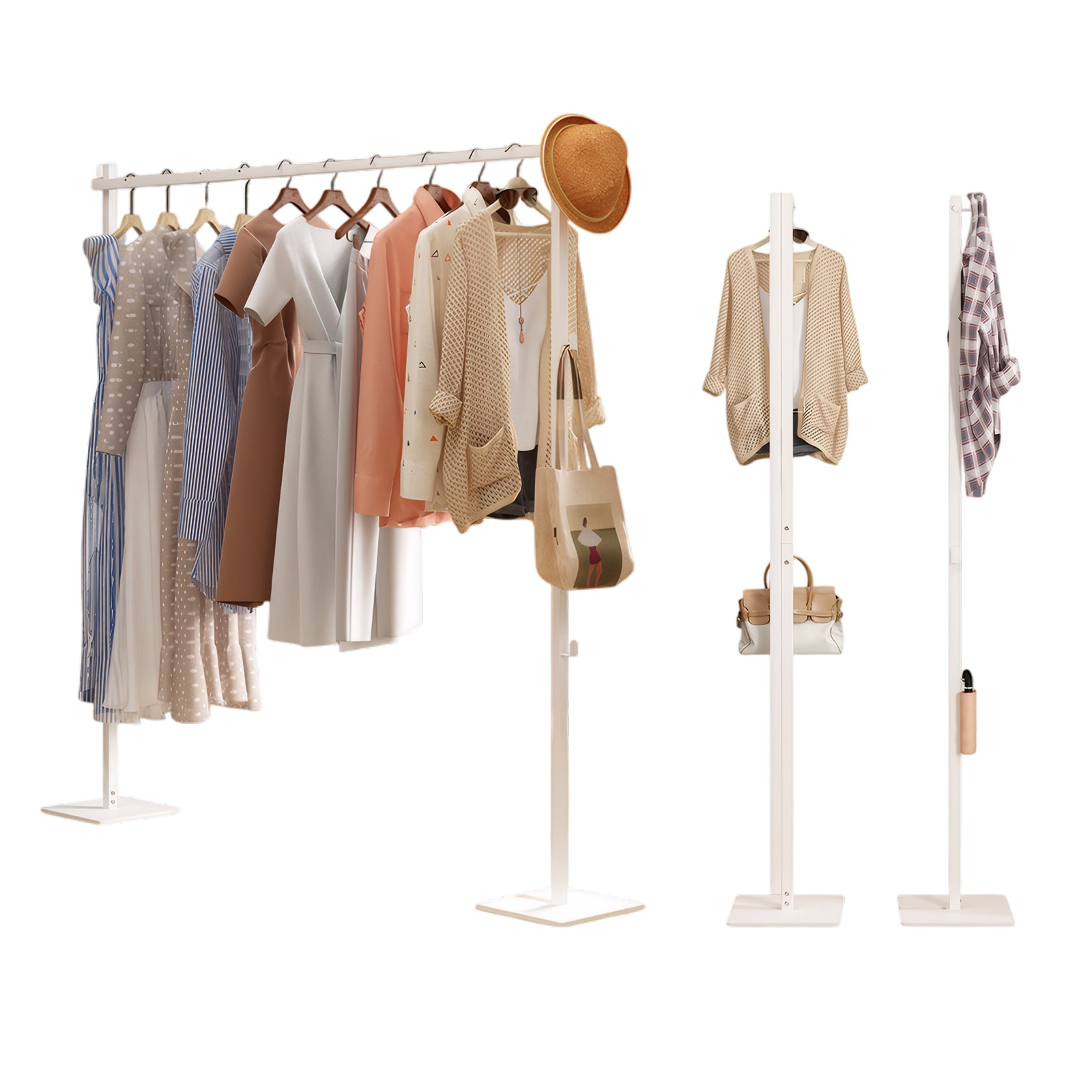室内物干しタワー 伸縮式 折り畳みハンガー 2WAY掛け フック付き コンパクト 収納 物干しスタンド 布団干し対応 頑丈 省スペース おしゃれ 102cm～173cm
