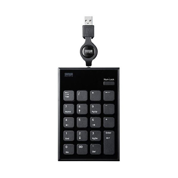(まとめ) サンワサプライ 巻取りUSBテンキー ブラック NT-21UBK 1個 (×3セット)