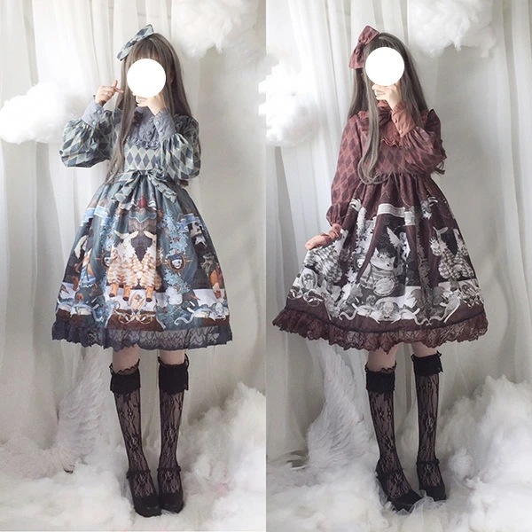 ワンピース ロリータ レディース ロリータ ワンピース 春秋 コスプレ ロリータ風ワンピ lolita ミディアム 日系 女子中高生 可愛い クラシカル ゴシック コスチューム 長袖 姫様 兎プリント