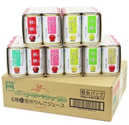 長野興農 6種の信州りんごジュース 30缶 (160g/缶 6P×5)