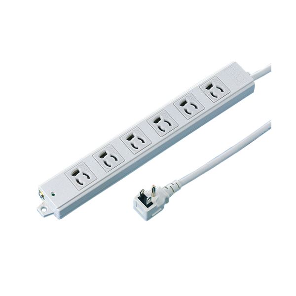 (まとめ）サンワサプライ 工事物件タップ 抜け止めL型プラグ 3P・6個口 5.0m TAP-K6L-5 1個(×3セット)