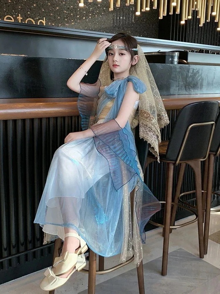 秋冬新作プリンセスジャスミン子供用エキゾチックインド敦煌舞踊衣装天竺女の子フルセット