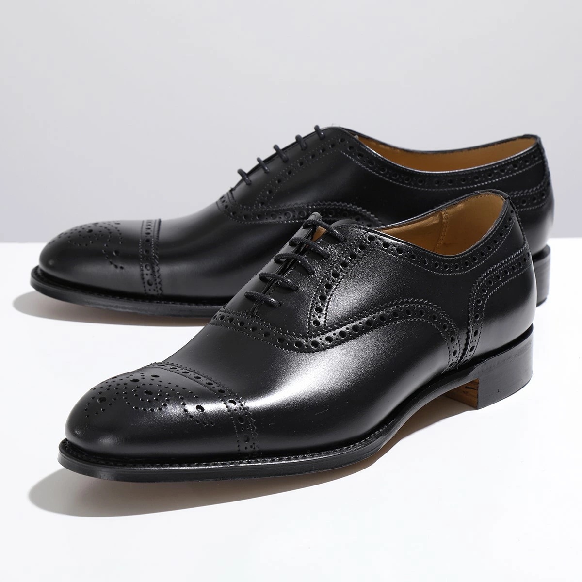 JOSEPH CHEANEY ジョセフチーニー レザーシューズ WILFRED ウィルフレッド メンズ レザーソール カーフ セミブローグ Fワイズ 靴 BLACK CALF 51,472円