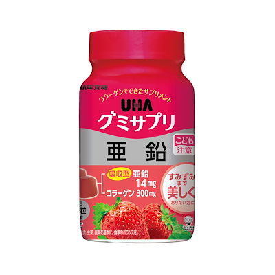 他サイト： UHA味覚糖 グミサプリ 亜鉛 ３０日分ボトル（６０粒）1日2粒 いちご味の商品画像