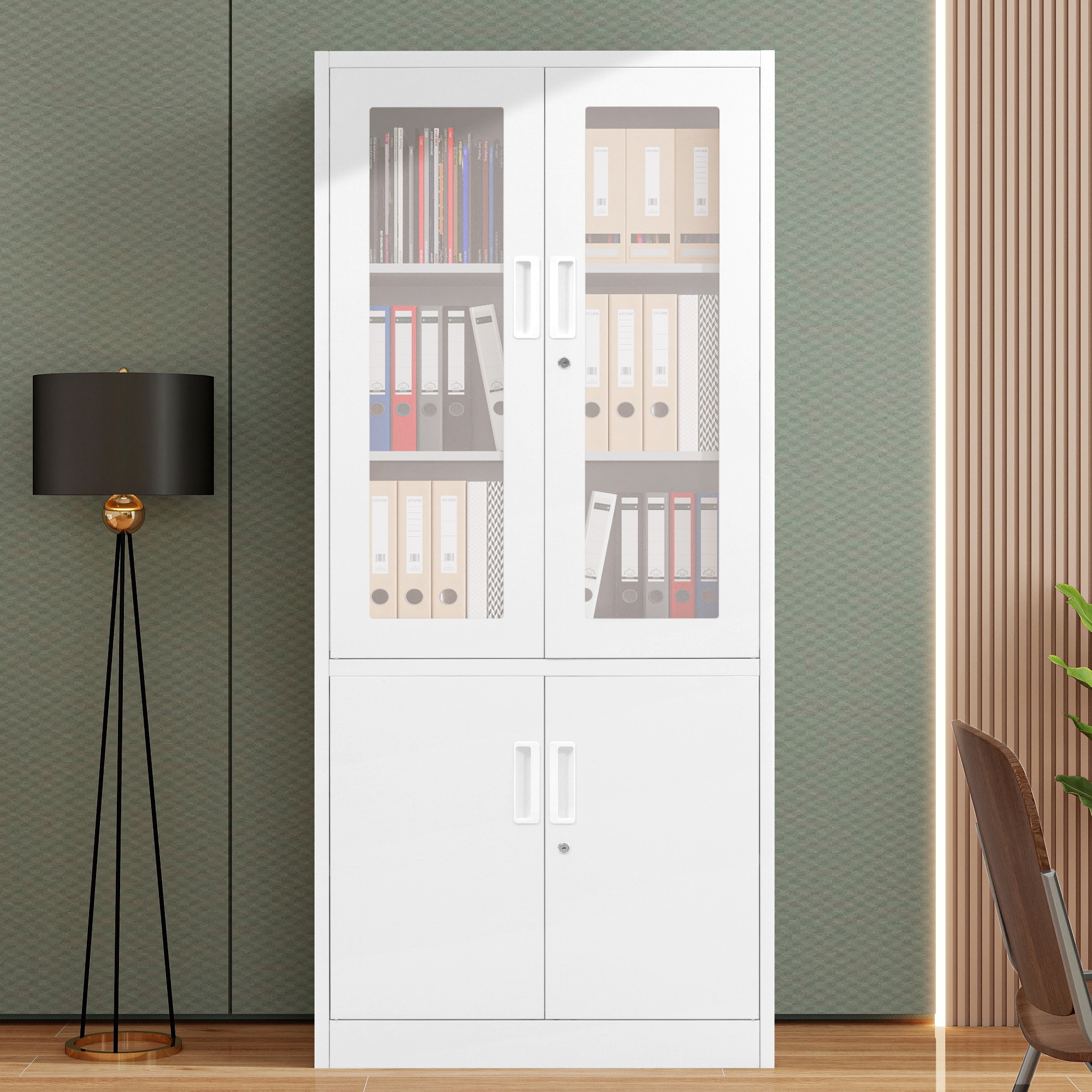 【国内発送】268スチール書庫 両開き書庫 書類保管庫 高さ180cm 保管庫 収納 オフィス 業務用 書庫 おしゃれ キャビネット スチールキャビネット ベース付き 可動棚 A4対応