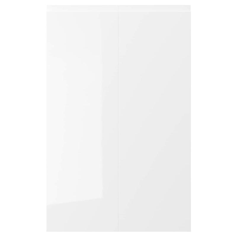VOXTORP ヴォックストルプ 扉 コーナーベースキャビネット用 部品2個 - 左/ハイグロス ホワイト 25x80 cm