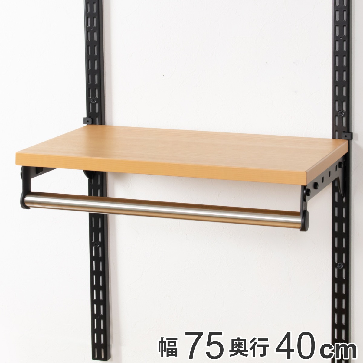 壁面収納 棚 パイプ付 TPセット 幅75cmx奥行40cm フィットラック パイプ付き 棚板 ハンガーラック DIY 収納 吊り下げ収納 クローゼット 可動棚 有効活用 壁掛け ラック