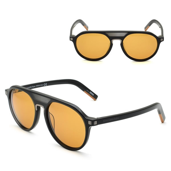 ゼニア サングラス ZEGNA EZ0123/S 01E 55 Ermenegildo Zegna UVカット ブラック オレンジ ユニセックス