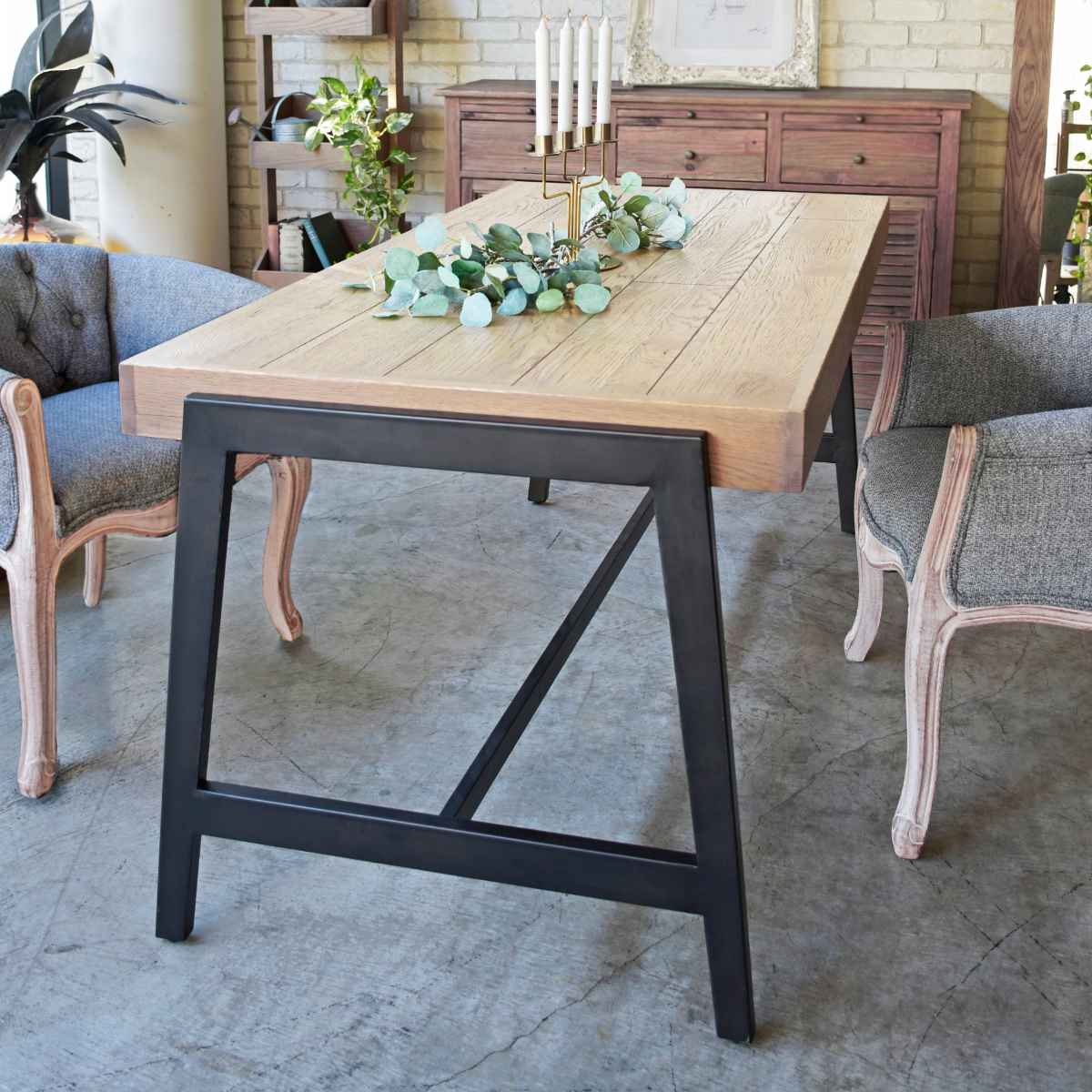 ダイニングテーブル 4人掛け 北欧 天然木 幅160cm 奥行80cm ダイニング テーブル 食卓 5人掛け オーク スチール 異素材 おしゃれ 開梱設置