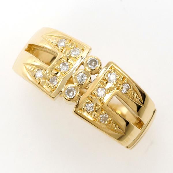 K18 18金 YG イエローゴールド リング 指輪 9号 ダイヤ 0.13 ジュエリー 中古