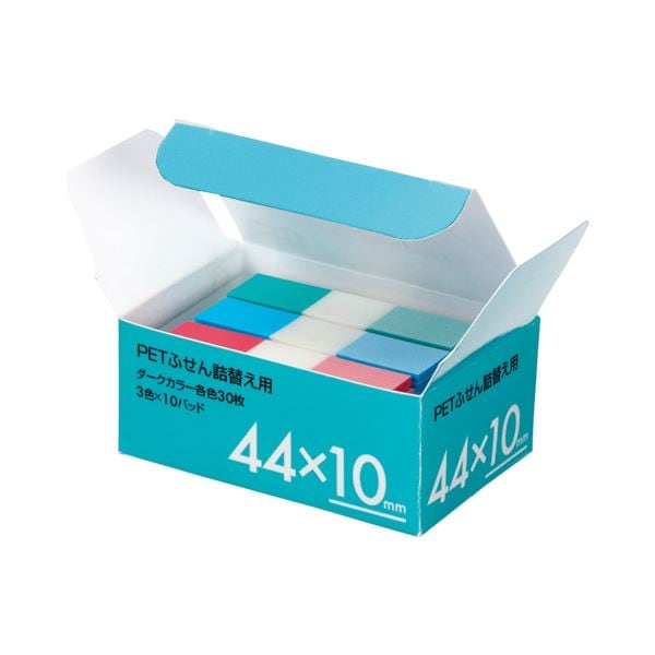 （まとめ） TANOSEE PETふせん 詰替用 44×10mm ダークカラー3色 1パック（10パッド） (×5セット)
