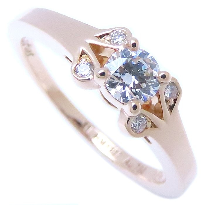 バレリーナ リング 一粒ダイヤモンド0.23ct F.VS1.3Ex #51 10.5号 K18PG ピンクゴールド レディース/294250【中古】