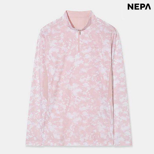 女性パターンアイス長袖ジップアップTシャツ（7M45414-H57）