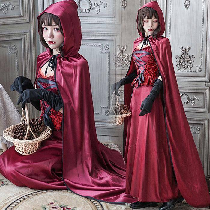 ハロウィン コスプレ 赤ずきん 妖精 仮装 衣装 大人 ワンピースとケープの2点セット 悪魔 デビル 童話 赤ずきん ゾンビ コスム レディース 可愛30%までに制限