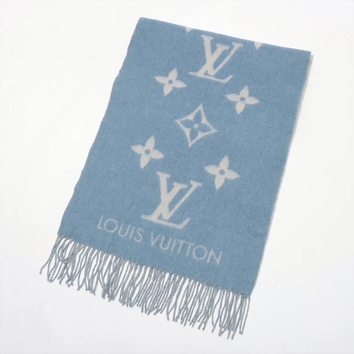 美品 モノグラム エシャルプ レイキャビック カシミヤ 100％ フリンジ ストール M75704 マフラー レディース MMM CP50-2 中古