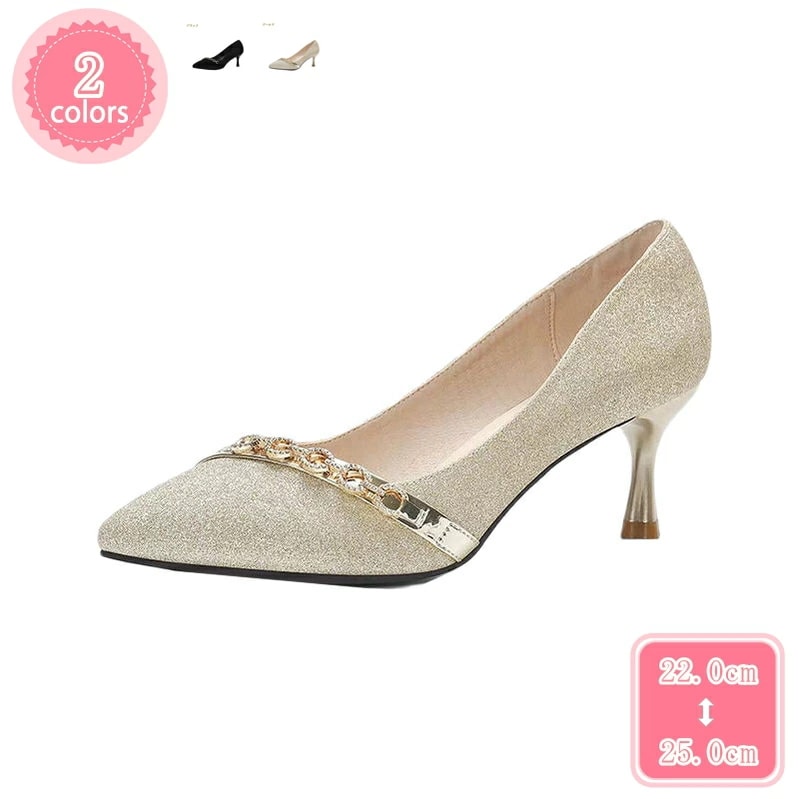 500円OFFクーポン レディース パンプス 結婚式 ビジュー付き ポインテッドトゥ 美脚パンプス ハイヒール 6cm ピンヒール 歩きやすい 脱げない ウェディングパンプス フォーマル パーティー