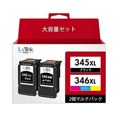 LxTek Purify BC-345XL BC-346XL 345 346 インク 大容量 2個セット キヤノン (Canon) 対応 BC-345 ブラック + BC-346 3色カラー 345X
