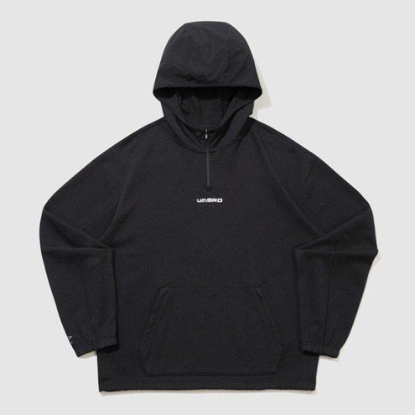 長袖Tシャツ VQA UQ321SHD91-BLK ナイトラン ハイブリッド フード ハーフ ジップアップ BLACK