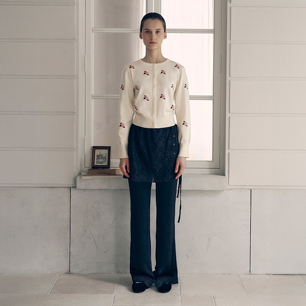 LACE LAYERED PANTS BLACK