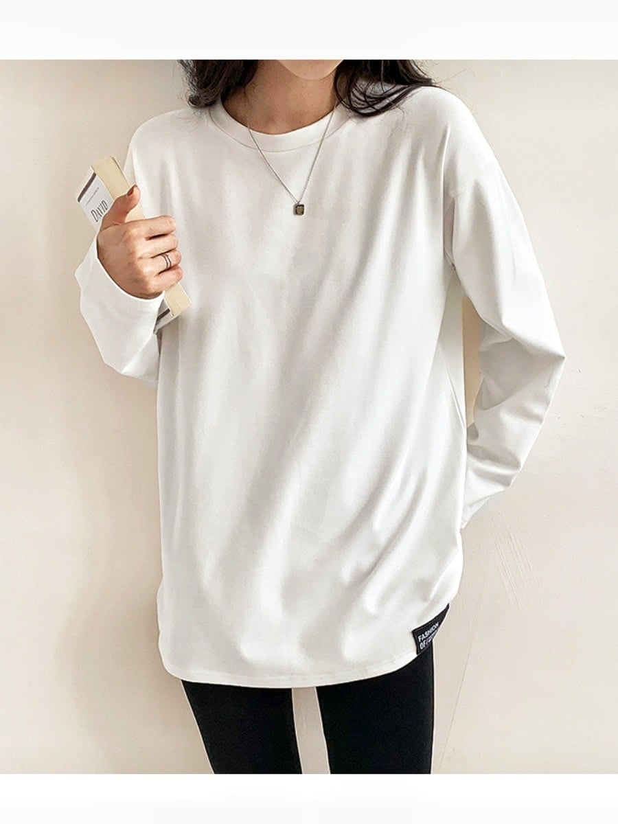 カシミヤタッチ ロンT 新作 ホワイトアンダーウェア レディーススウェット インナー 裏起毛 tシャツ 長袖 ゆったり セミロング トップス Tシャツカットソー 5,188円