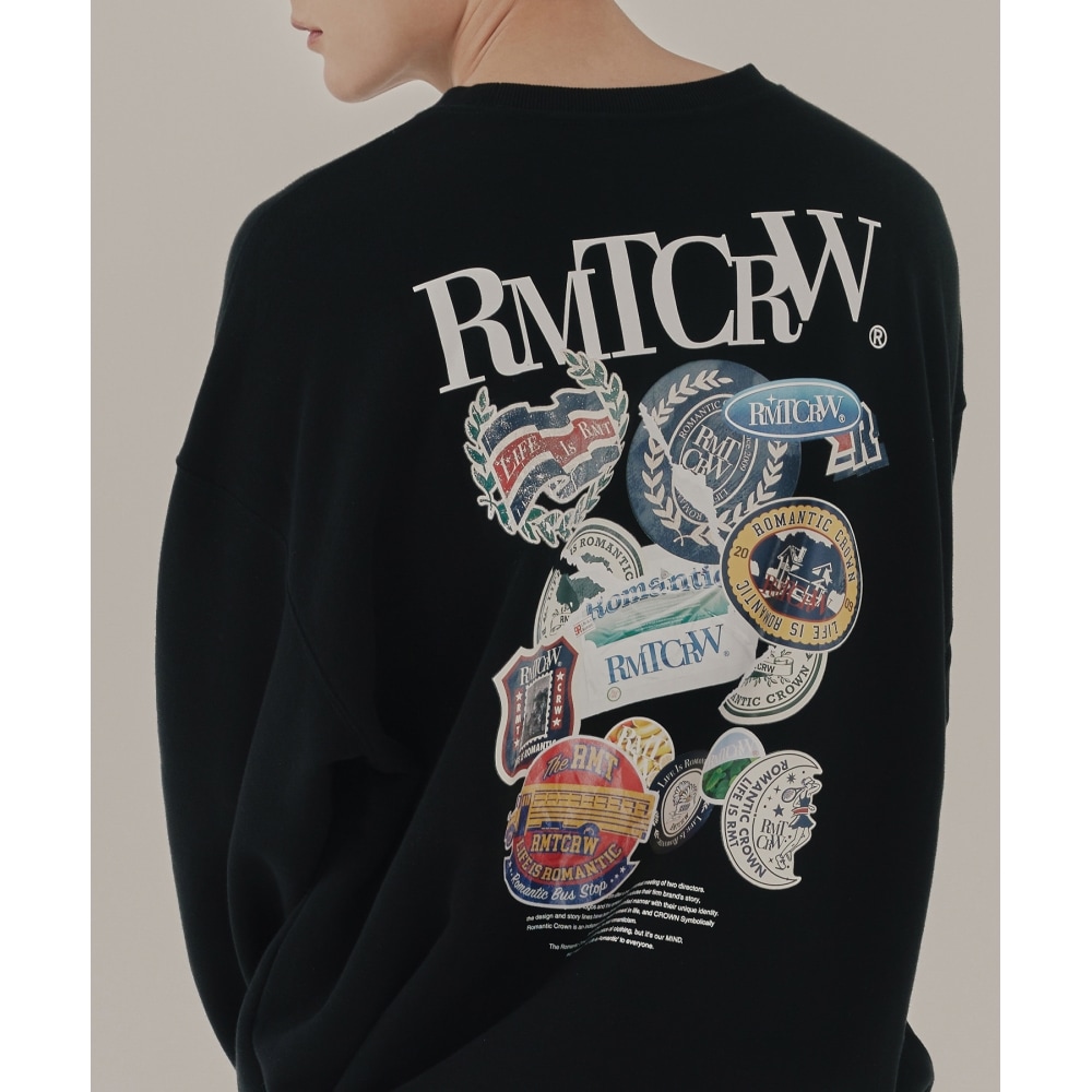 ROMANTIC CROWN RMTCRWラベルスウェットシャツ_ブラック