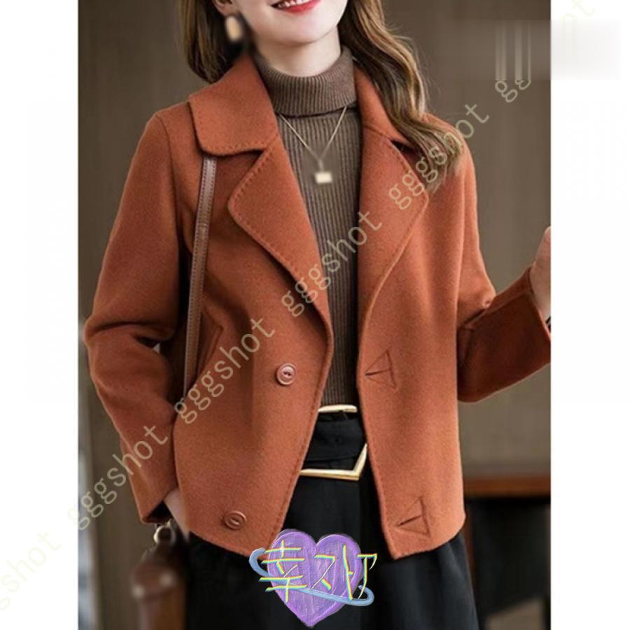 ウールジャケット レディース チェスターコート テーラード 大人 コート ウール ショート丈 暖か コート ゆったり ポケット アウター 暖かい シンプル 女性用