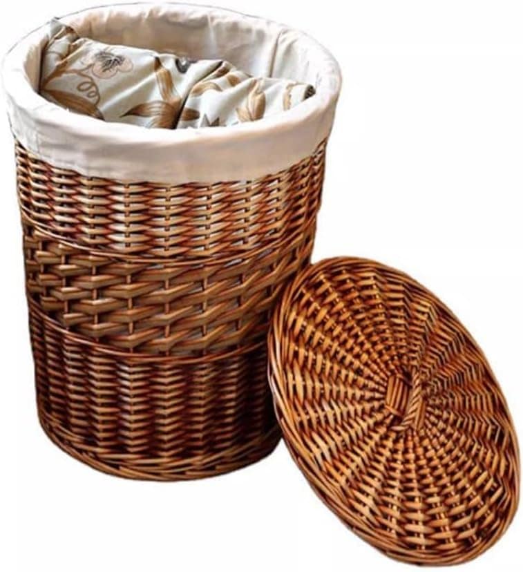 Rattan Dirty Laundry Basket With Lid Wicker Storage Basket For Bedroom, Bathroom, Office Or Home (Co