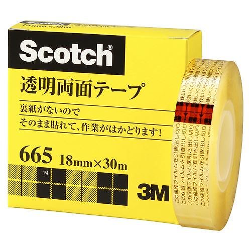 （まとめ買い）透明両面テープ18mm 665-1-18 00065171 [x3巻セット]