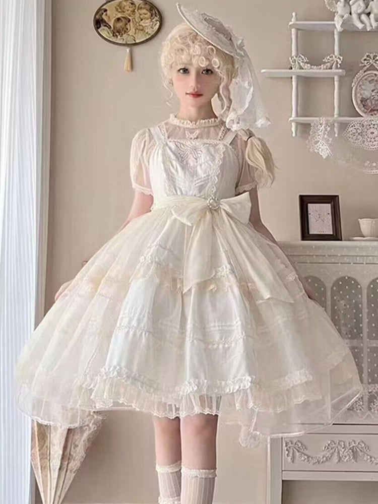 【激安本日限定】ロリータ ワンピースロリータ 女性 ロリータ レース ガーリー 甘くてエレガントなクラサスペンダースカート Jskワンピース 夏