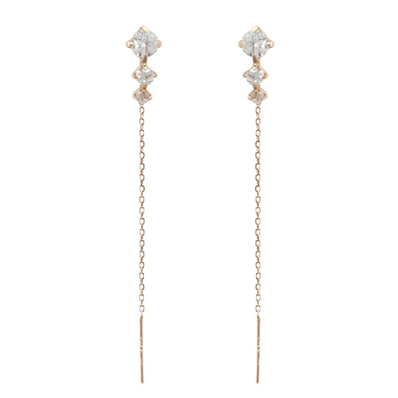 リボン済&紙袋 ピアス レディース ピアス 三石モチーフ ジュエリー プレゼント アクセサリー K10ピンクゴールド 女性 ギフト 祝い