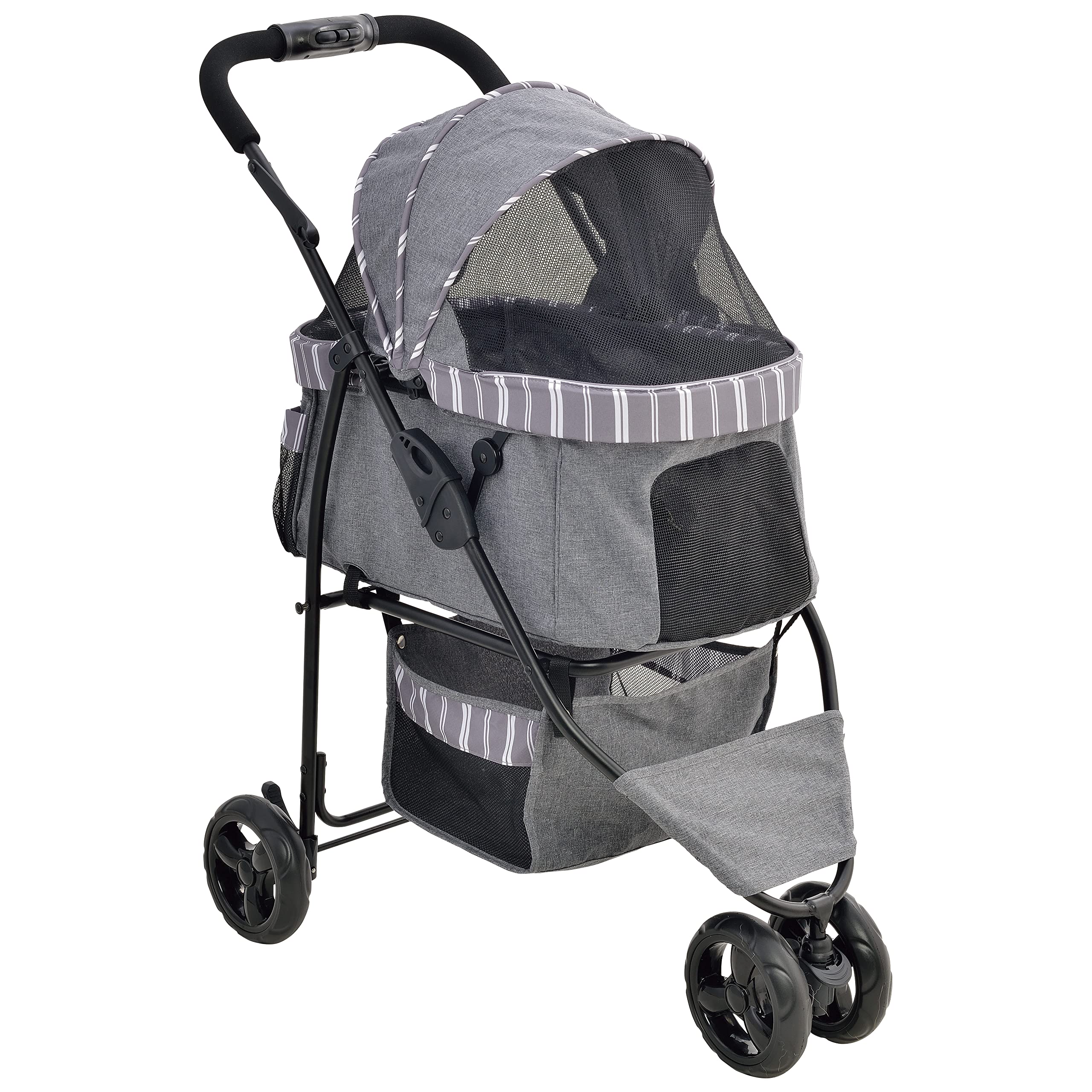 ジェックス わんわんカート スマートハンディ Safty ストライプグレー 49×81.5×95 3輪 耐荷重12 小回り可能