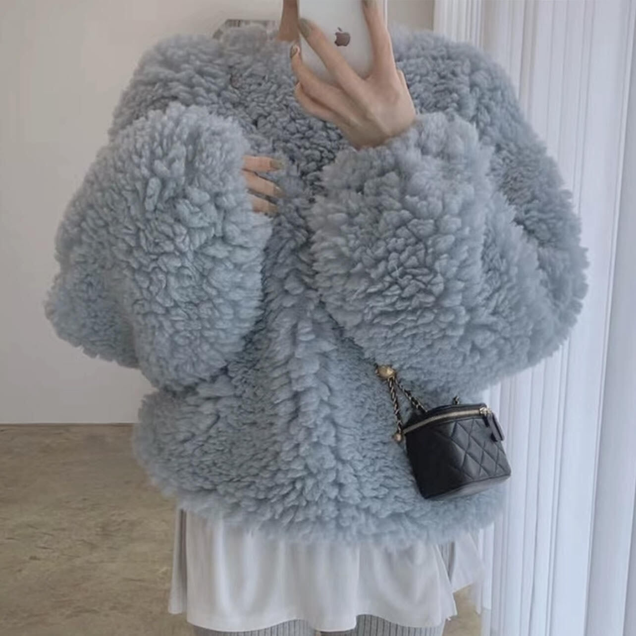 モコモコアウター モコモコセーター もこもこアウター もこもこセーター モコモコ もこもこ ふわふわ アウター セーター 白 ホワイト オレンジ 水色 可愛い オルチャン 韓国 レディース