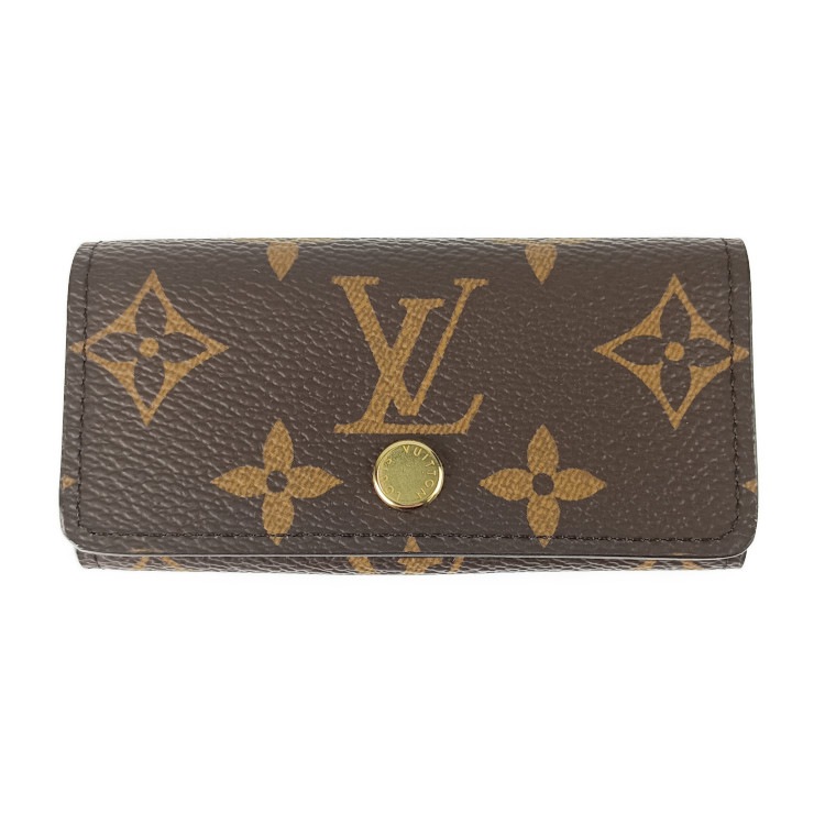 ルイヴィトン キーケース モノグラム ミュルティクレ4 日本限定カラー PVC レザー M82923 ゴールド金具 4連 ブラウン ライトブルー　 キーホルダー【本物保証】