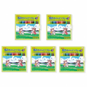 ぺんてる　小学校色えんぴつ　12色+3色 GCG1-12P3 5個入