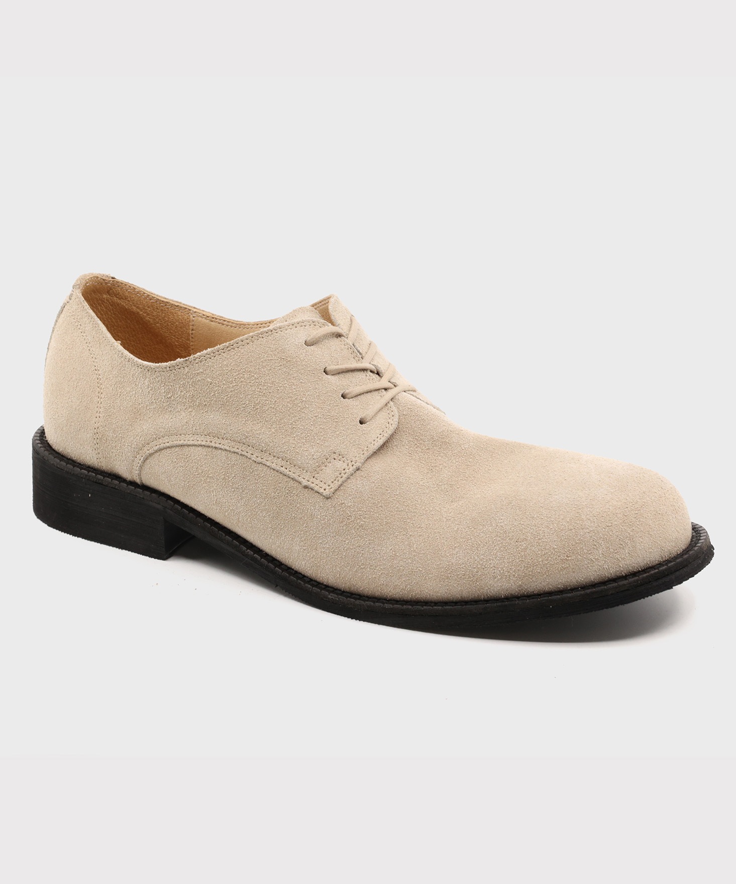 Cowhide Wooden Derby Shoes Vegetable Beige